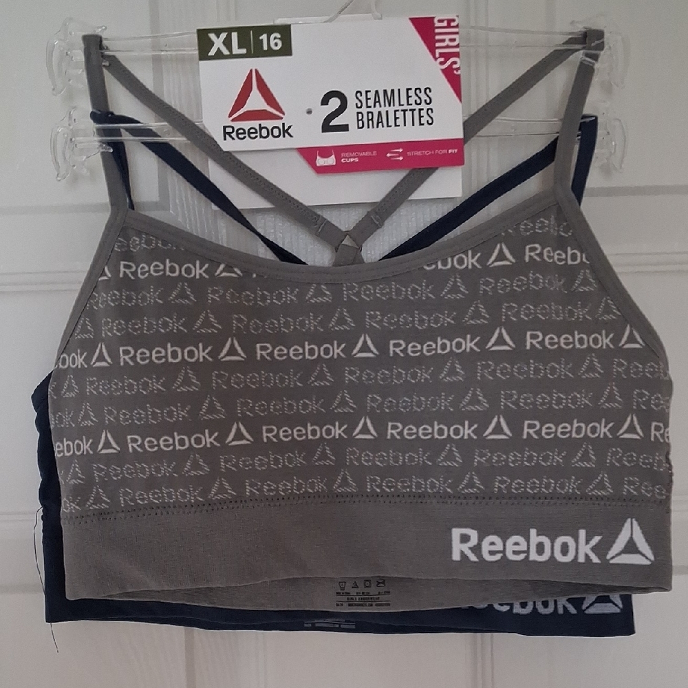 Reebok Gray and Black Seamless Bralette Duo XL